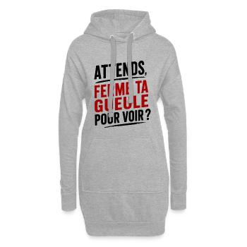 Ferme Ta Gueule Citation Humour sarcastique - Sweat-shirt à capuche long Femme - gris chiné - Devant