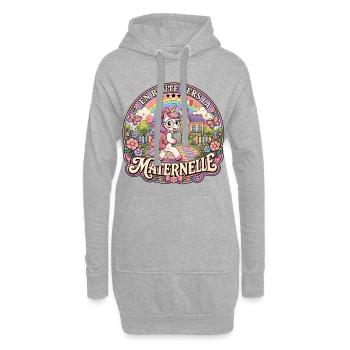 Licorne Mignonne Rentrée Scolaire Maternelle - Sweat-shirt à capuche long Femme - gris chiné - Devant