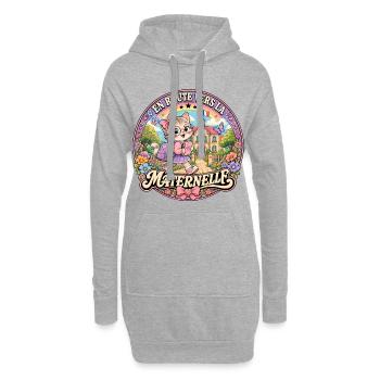 Chaton Mignon Rentrée Scolaire Maternelle - Sweat-shirt à capuche long Femme - gris chiné - Devant