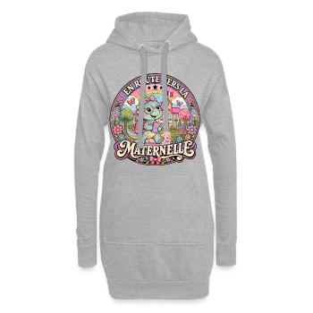 Dinosaure Rentrée Scolaire Maternelle - Sweat-shirt à capuche long Femme - gris chiné - Devant