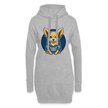 Chihuahua Dog Kawaii Mascotte Cartoon Clipart Logo - Sweat-shirt à capuche long Femme - gris chiné - Devant