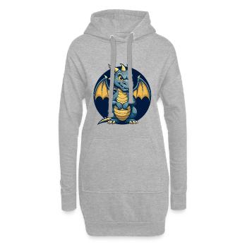 Dragon Kawaii Mascot Cartoon Clipart Logo Badge - Hoodie Dress - heather grey - Front