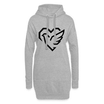 Schwarze HerzTaube - Hoodie-Kleid - Grau meliert - Vorne