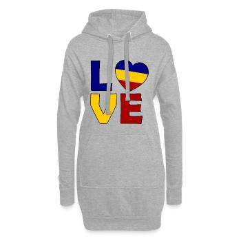 Love Romania Heart Flag - Hoodie-Kleid - Grau meliert - Vorne