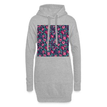 Motif de roses colorées des années 50 - Sweat-shirt à capuche long Femme - gris chiné - Devant