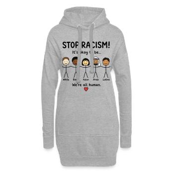 Stopp Rassismus wir sind alle Menschen - Hoodie-Kleid - Grau meliert - Vorne