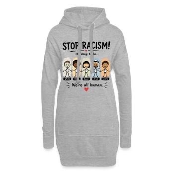 Stopp Rassismus wir sind alle Menschen - Hoodie-Kleid - Grau meliert - Vorne