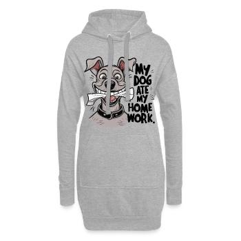 Mein Hund hat meine Hausaufgaben gefressen - Hoodie-Kleid - Grau meliert - Vorne