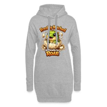 Dino fraîchement éclos – Dinosaure mignon dans un œuf - Sweat-shirt à capuche long Femme - gris chiné - Devant