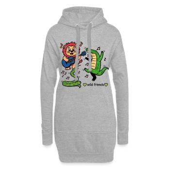 Les amis animaux font de la musique - Sweat-shirt à capuche long Femme - gris chiné - Devant