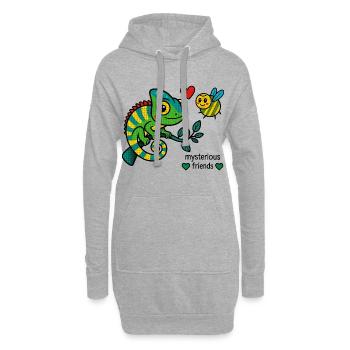 Caméléon et abeille – amis mystérieux - Sweat-shirt à capuche long Femme - gris chiné - Devant