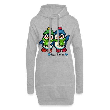 Two penguins – loyal winter friends - Hoodie Dress - heather grey - Front