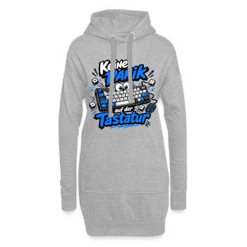 Keine Panik auf der Tastatur - Hoodie-Kleid - Grau meliert - Vorne