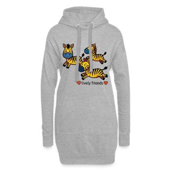 Spirited Zebra Friends on the Move - Hoodie Dress - heather grey - Front