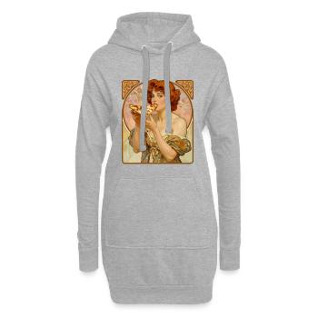 Pin-up de pizza Art nouveau – Affiche Art nouveau noble - Sweat-shirt à capuche long Femme - gris chiné - Devant