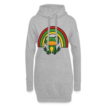 Yoga frog under the rainbow - Hoodie Dress - heather grey - Front
