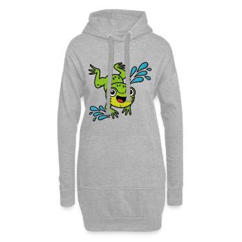 Happy frog jumping in the water - Hoodie Dress - heather grey - Front