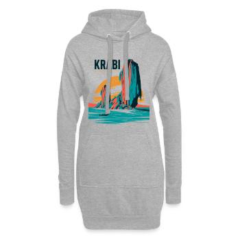 Paysage rocheux du Krabi Sunset - Sweat-shirt à capuche long Femme - gris chiné - Devant