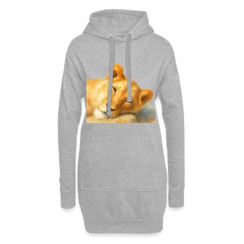 Löwe im Aquarellstil - Künstlermotiv Jörg Langhans - Hoodie-Kleid - Grau meliert - Vorne