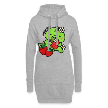 Dinosaure sucré aux fraises - Sweat-shirt à capuche long Femme - gris chiné - Devant