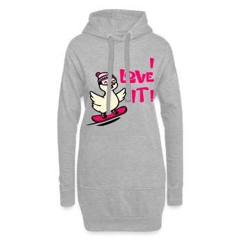 Goose Love Skiing - Hoodie Dress - heather grey - Front