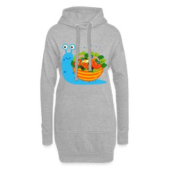 Snail with large salad bowl - Hoodie Dress - heather grey - Front
