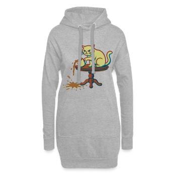 Cat tips over the cup - Hoodie Dress - heather grey - Front