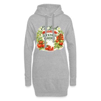 Aquarell Tomatenranke: Eat Local Gartendesign - Hoodie-Kleid - Grau meliert - Vorne