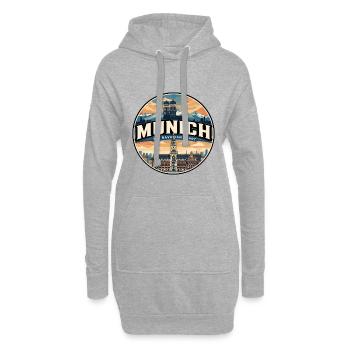 Badge de voyage rétro Munich Marienplatz - Sweat-shirt à capuche long Femme - gris chiné - Devant