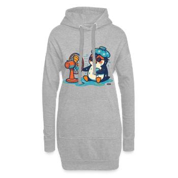 Pingouin sous stress estival - Sweat-shirt à capuche long Femme - gris chiné - Devant