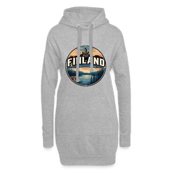 Emblème du sauna de la forêt de Finlande rétro - Sweat-shirt à capuche long Femme - gris chiné - Devant