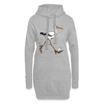 Élégante mouette en talons léopard - Sweat-shirt à capuche long Femme - gris chiné - Devant