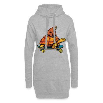 Le paresseux passe en planche à roulettes - Sweat-shirt à capuche long Femme - gris chiné - Devant