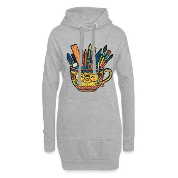 Une tasse joyeuse pleine d’outils créatifs - Sweat-shirt à capuche long Femme - gris chiné - Devant