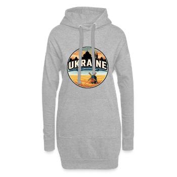 Insigne du champ de blé Ukrainien rétro - Sweat-shirt à capuche long Femme - gris chiné - Devant