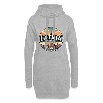 Insigne rétro de Riga à Points noirs de Lettonie - Sweat-shirt à capuche long Femme - gris chiné - Devant