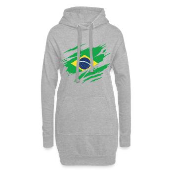 Brésil Drapeau Brésilien Brésilienne - Sweat-shirt à capuche long Femme - gris chiné - Devant