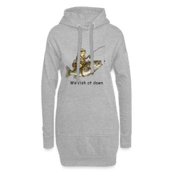 We Fish at Dawn Frosch Angler  - Hoodie-Kleid - Grau meliert - Vorne