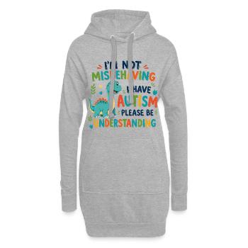 Je ne me comporte pas mal, j’ai l’autisme - Sweat-shirt à capuche long Femme - gris chiné - Devant