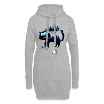 Chat effrayé par la souris - Sweat-shirt à capuche long Femme - gris chiné - Devant