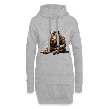 Rhinocéros mélancolique avec des fleurs - Sweat-shirt à capuche long Femme - gris chiné - Devant