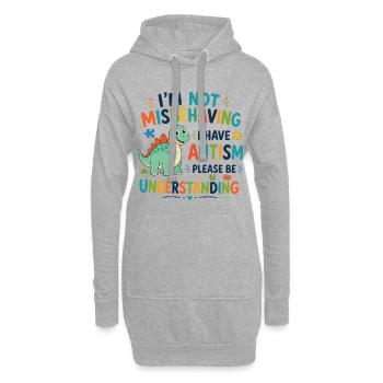 Je ne me comporte pas mal, j’ai de l’autisme - Sweat-shirt à capuche long Femme - gris chiné - Devant