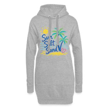 Sable de sel au soleil – Motif de palmiers de plage d’été - Sweat-shirt à capuche long Femme - gris chiné - Devant