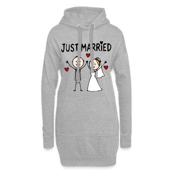 Couple de mariage animé joyeux, tout juste mariés - Sweat-shirt à capuche long Femme - gris chiné - Devant