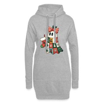 Patchwork Ghost with Christmas Quilt - Hoodie Dress - heather grey - Front