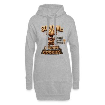 L’homme des cavernes avec des biscuits : Survie - Sweat-shirt à capuche long Femme - gris chiné - Devant