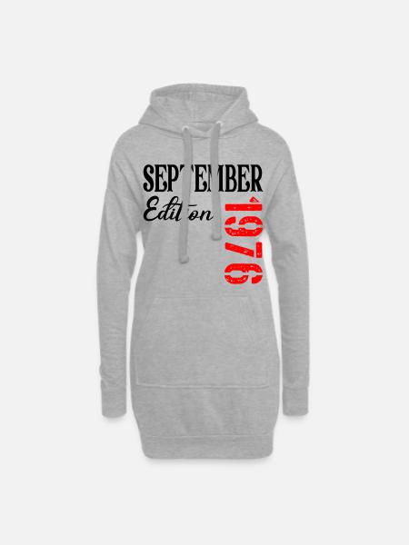 50. Geburtstag September 1976 - Hoodie-Kleid - Grau meliert
