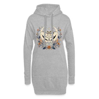 Lune et Papillon Nocturne Florale - Sweat-shirt à capuche long Femme - gris chiné - Devant