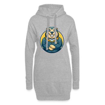 Murmeltier Kawaii Maskottchen Cartoon Clipart Logo Abzeichen - Hoodie-Kleid - Grau meliert - Vorne