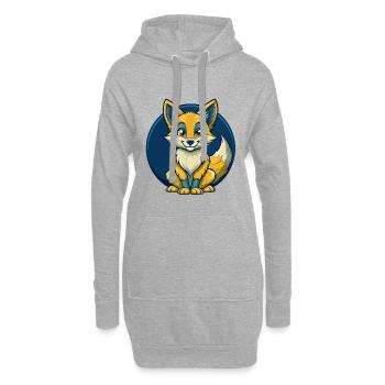 Fox Kawaii Maskottchen-Cartoon-Clipart-Logo - Hoodie-Kleid - Grau meliert - Vorne